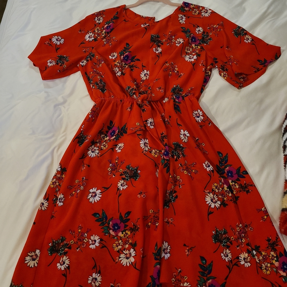 Red floral dress size medium